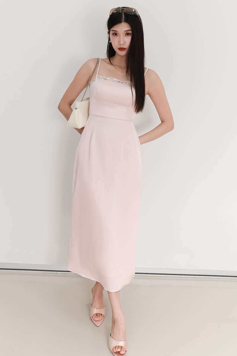 EVENT EXCLUSIVE | Leanda Lace Trim Midaxi Dress in Light Pink