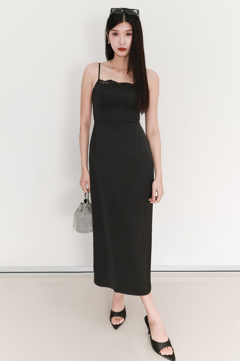 EVENT EXCLUSIVE | Leanda Lace Trim Midaxi Dress in Black