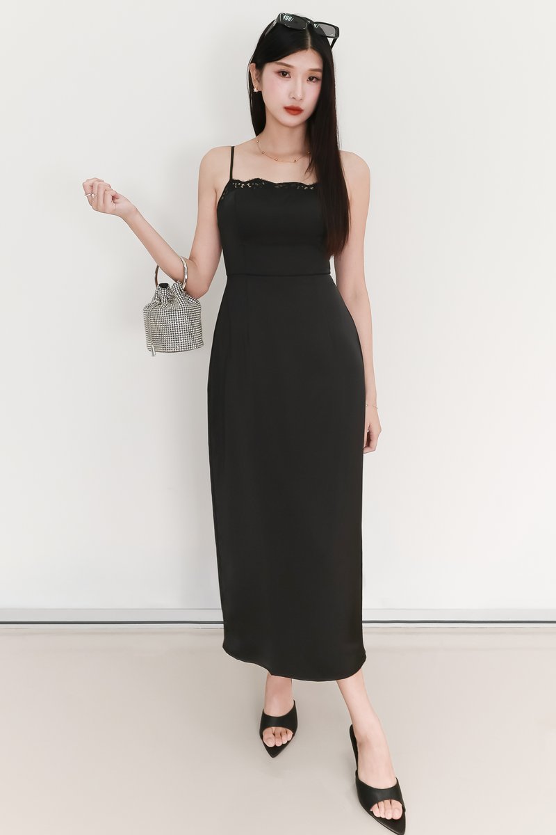 EVENT EXCLUSIVE | Leanda Lace Trim Midaxi Dress in Black