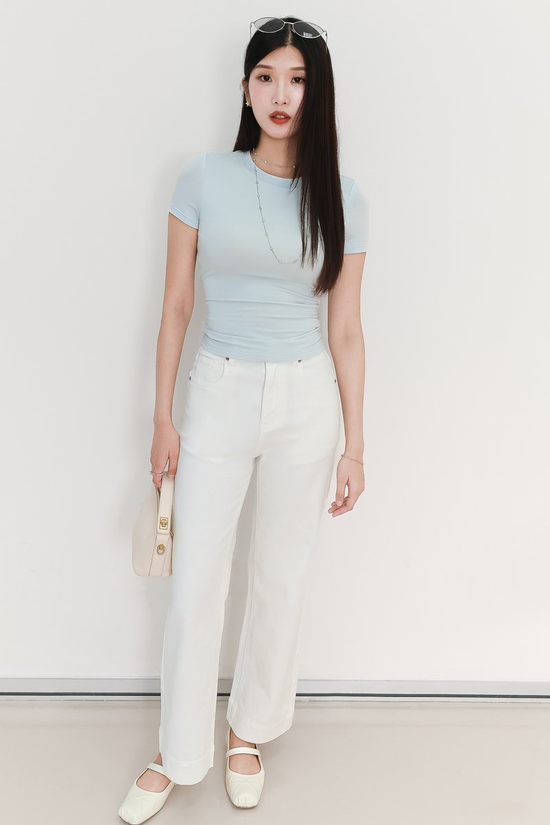 EVENT EXCLUSIVE | Sam Straight Cut Cuffed Hem Denim Jeans in White
