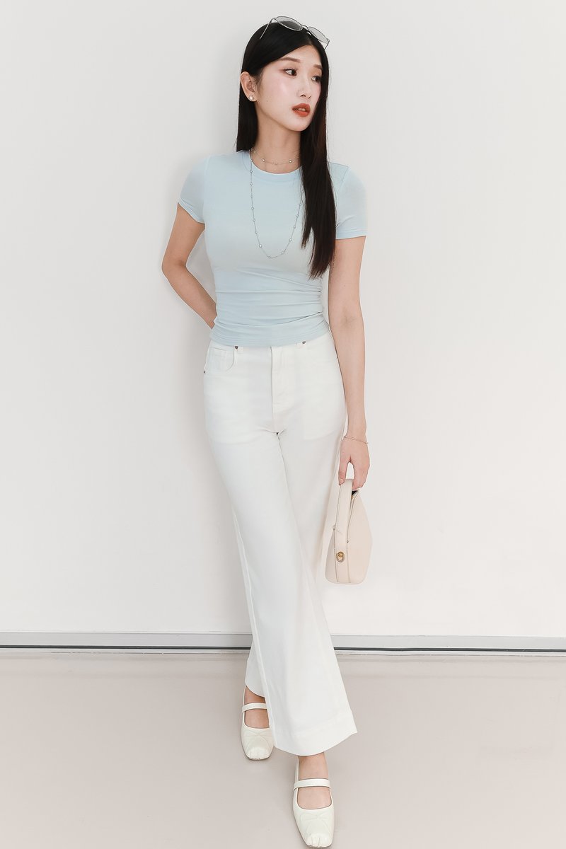 EVENT EXCLUSIVE | Sam Straight Cut Cuffed Hem Denim Jeans in White