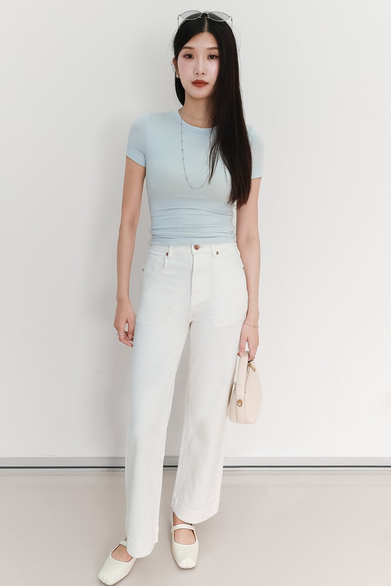 EVENT EXCLUSIVE | Sam Straight Cut Cuffed Hem Denim Jeans in White