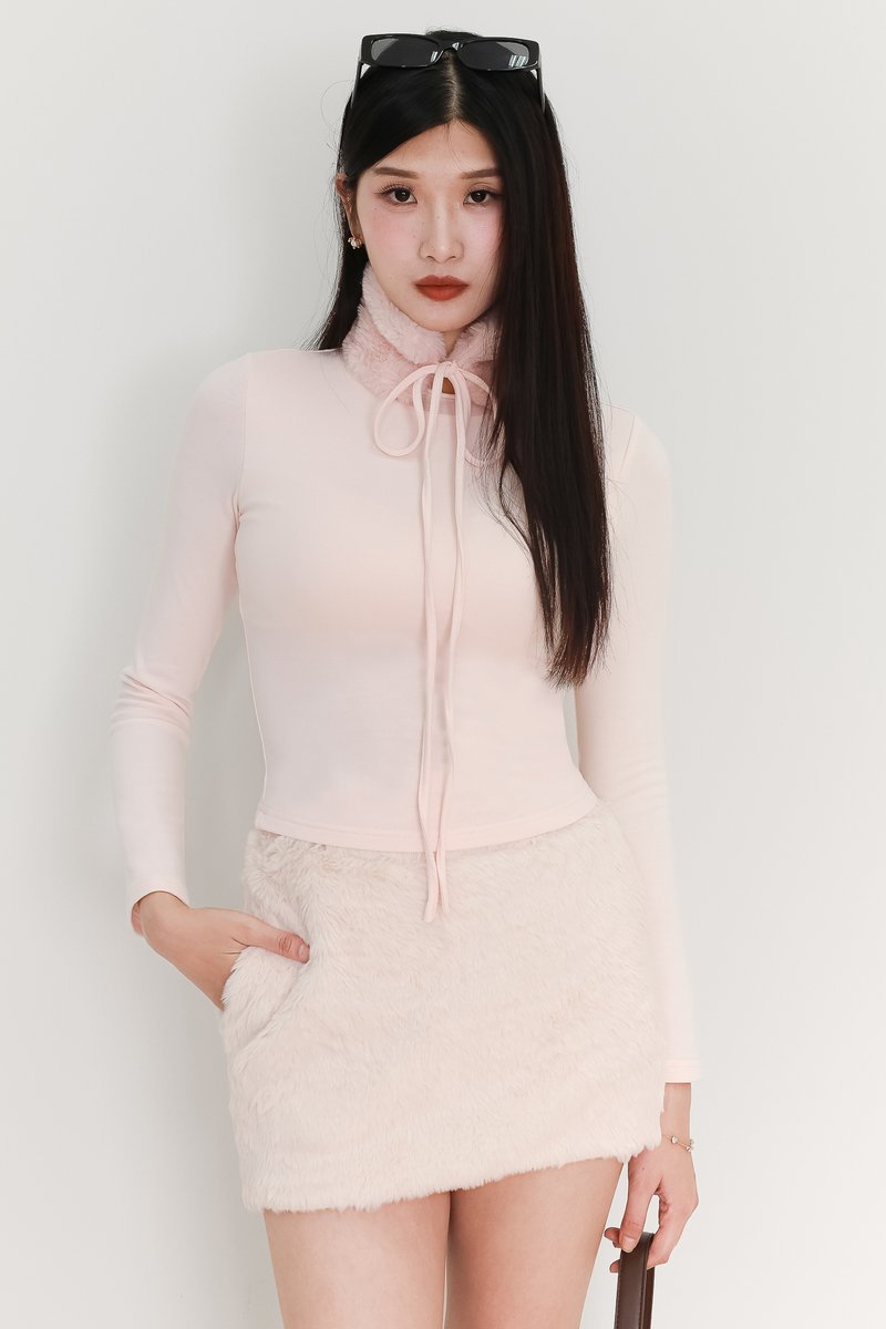 Hudsie High Neck Sleeved Top in Light Pink