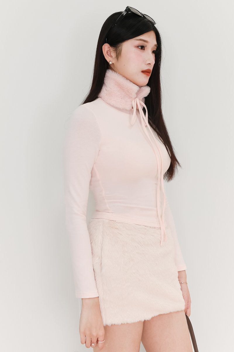 Hudsie High Neck Sleeved Top in Light Pink