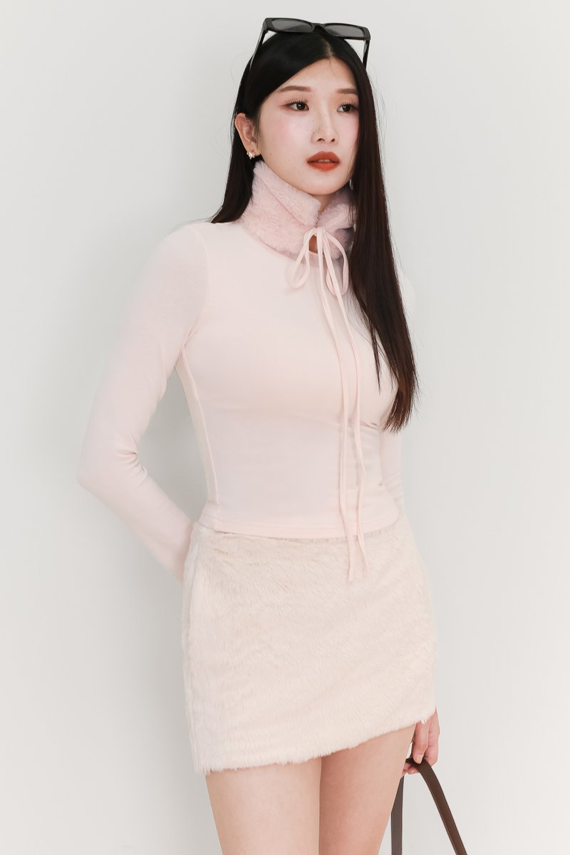 Hudsie High Neck Sleeved Top in Light Pink