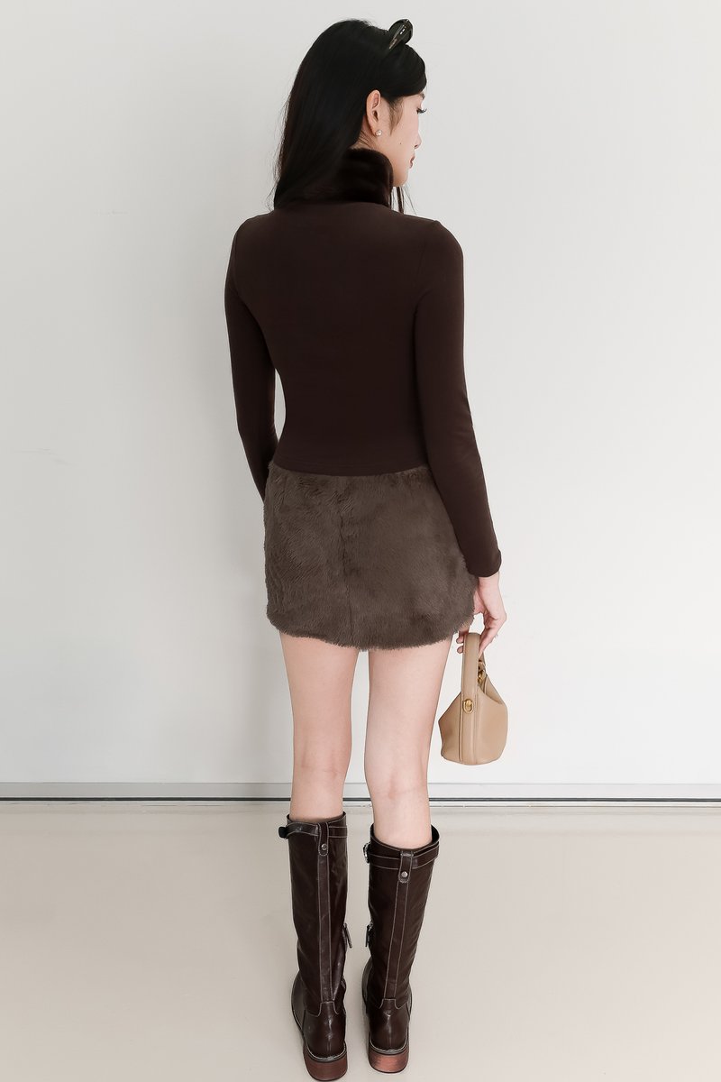 Fii Furry Skorts in Etoupe Brown