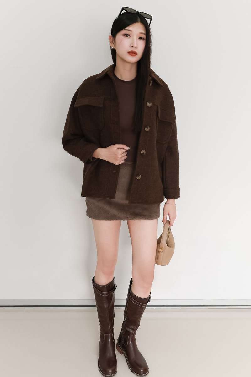 Wyonie Wool Jacket in Dark Brown