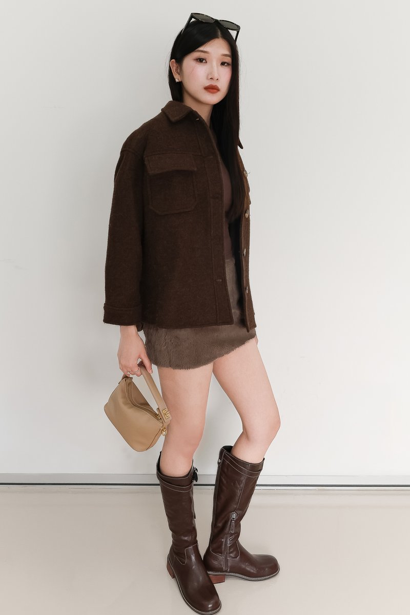 Wyonie Wool Jacket in Dark Brown