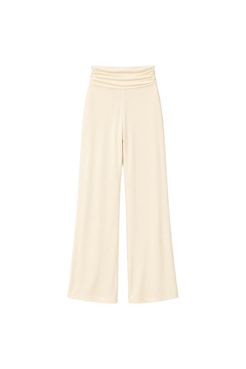 Cayra Co-ord Ruched Pants in Pale Yellow