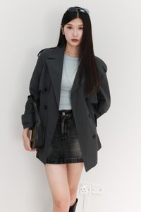 Tamie Trench Coat in Gunmetal