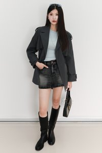 Tamie Trench Coat in Gunmetal