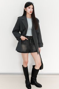 Tamie Trench Coat in Gunmetal