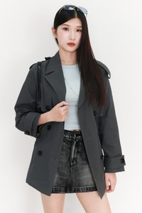 Tamie Trench Coat in Gunmetal