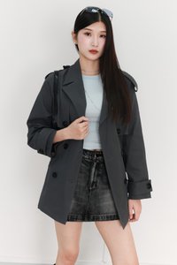 Tamie Trench Coat in Gunmetal
