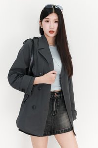 Tamie Trench Coat in Gunmetal