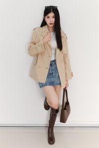 Tamie Trench Coat in Beige Khaki