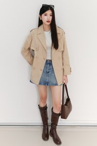 Tamie Trench Coat in Beige Khaki