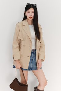 Tamie Trench Coat in Beige Khaki