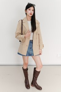 Tamie Trench Coat in Beige Khaki