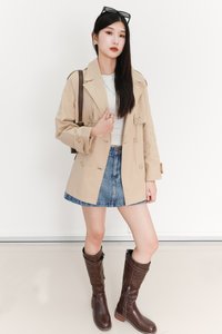Tamie Trench Coat in Beige Khaki