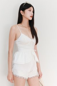 Lacey Lace Co-ord Peplum Top in White
