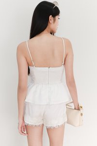 Lacey Lace Co-ord Peplum Top in White