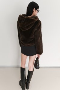 Fable Furry Jacket in Dark Brown