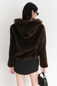 Fable Furry Jacket in Dark Brown