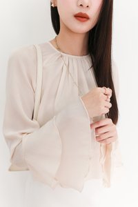 SALES EXCLUSIVE | Tenrie Textured Sleeved Top Tube Set in Nude Cream