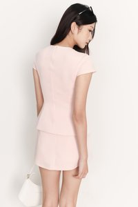 Carrine Co-ord Sleeved Top in Light Pink