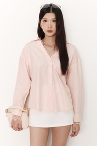 Loe Lace Trim Shirt in Light Pink