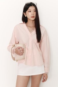 Loe Lace Trim Shirt in Light Pink
