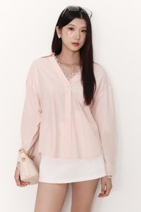 Loe Lace Trim Shirt in Light Pink