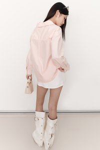 Loe Lace Trim Shirt in Light Pink