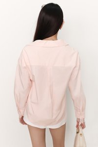 Loe Lace Trim Shirt in Light Pink