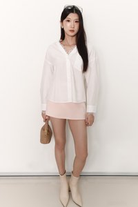 Loe Lace Trim Shirt in White