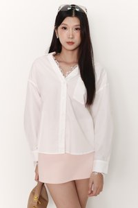 Loe Lace Trim Shirt in White