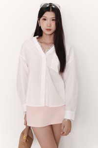 Loe Lace Trim Shirt in White