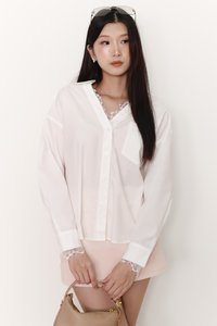 Loe Lace Trim Shirt in White