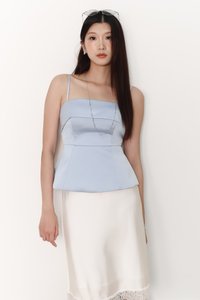 Paige Peplum Top in Light Blue