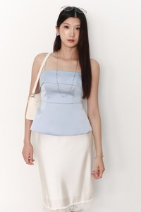 Paige Peplum Top in Light Blue