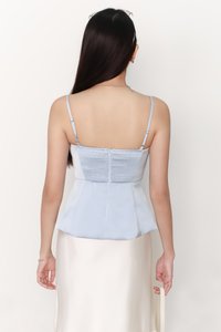 Paige Peplum Top in Light Blue