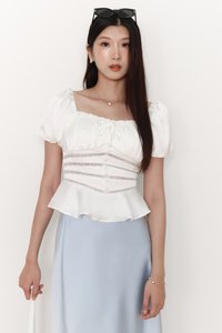Perla Puffy Sleeved Top in White