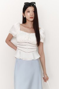 Perla Puffy Sleeved Top in White