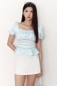 Perla Puffy Sleeved Top in Teal
