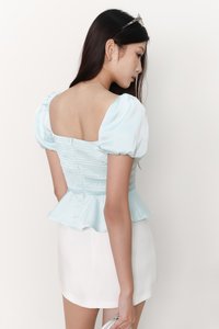 Perla Puffy Sleeved Top in Teal
