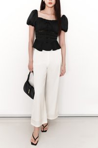 Perla Puffy Sleeved Top in Black