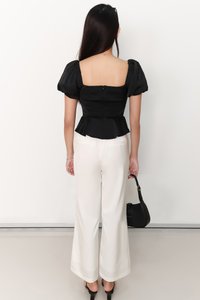 Perla Puffy Sleeved Top in Black