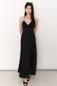 Lana Lace Trim Maxi Dress in Black