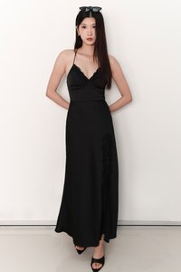 Lana Lace Trim Maxi Dress in Black